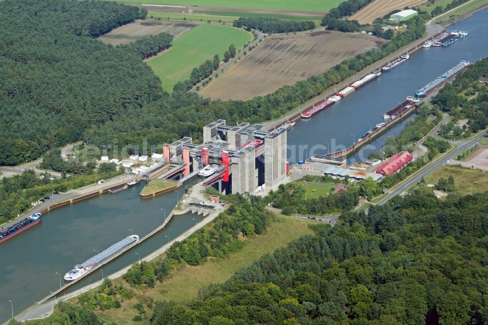 Scharnebeck from the bird's eye view: Boat lift at Elbe-Seitenkanal in Scharnebeck in Lower Saxony