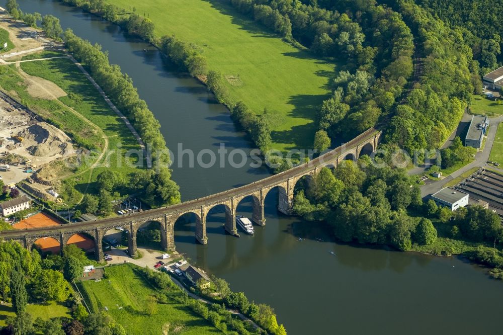 Herdecke from above - View of Waterway of the White Fleet on the bridge of the Ruhr viaduct near Herdecke in North Rhine-Westphalia