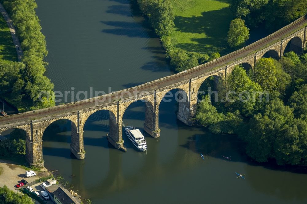 Herdecke from the bird's eye view: View of Waterway of the White Fleet on the bridge of the Ruhr viaduct near Herdecke in North Rhine-Westphalia