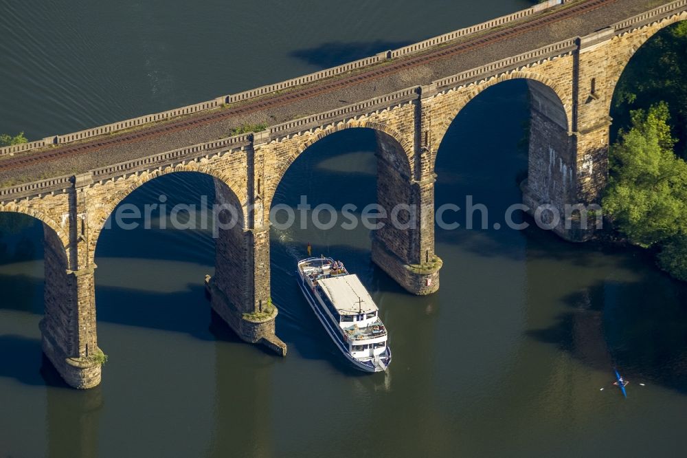 Aerial image Herdecke - View of Waterway of the White Fleet on the bridge of the Ruhr viaduct near Herdecke in North Rhine-Westphalia