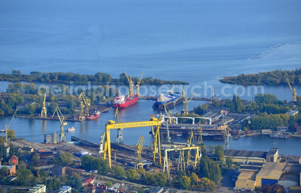 Stettin from above - Overlooking the site of the new Szczecin Shipyard, Polish Stocznia Szczeci?ska Nowa (SSN)