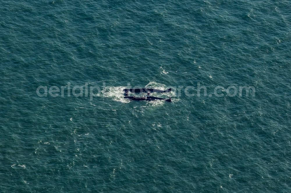 Aerial image Amrum - Shipwreck Pallas southwest of the North Sea island of Amrum in North Friesland in Schleswig-Holstein, Germany