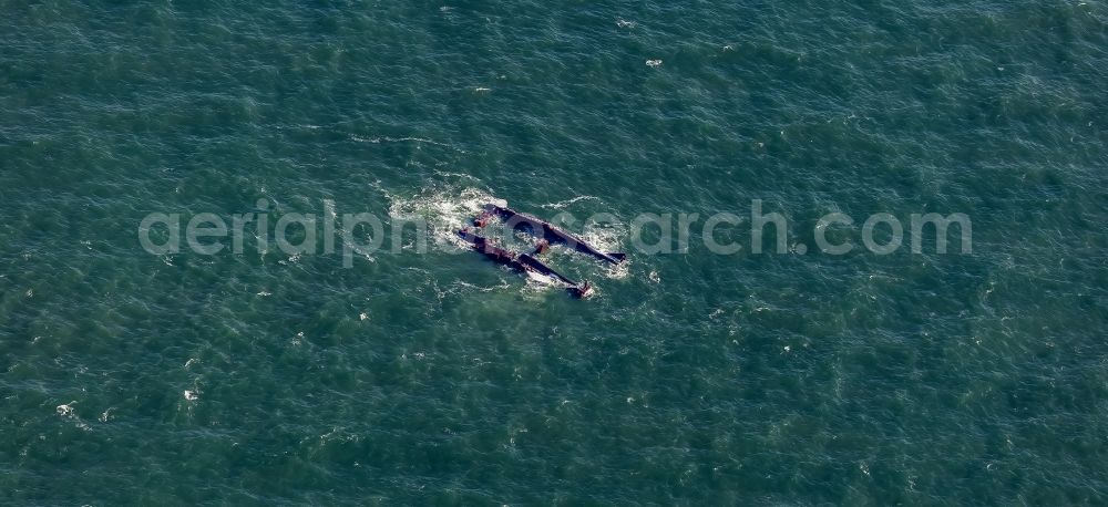 Amrum from the bird's eye view: Shipwreck Pallas southwest of the North Sea island of Amrum in North Friesland in Schleswig-Holstein, Germany