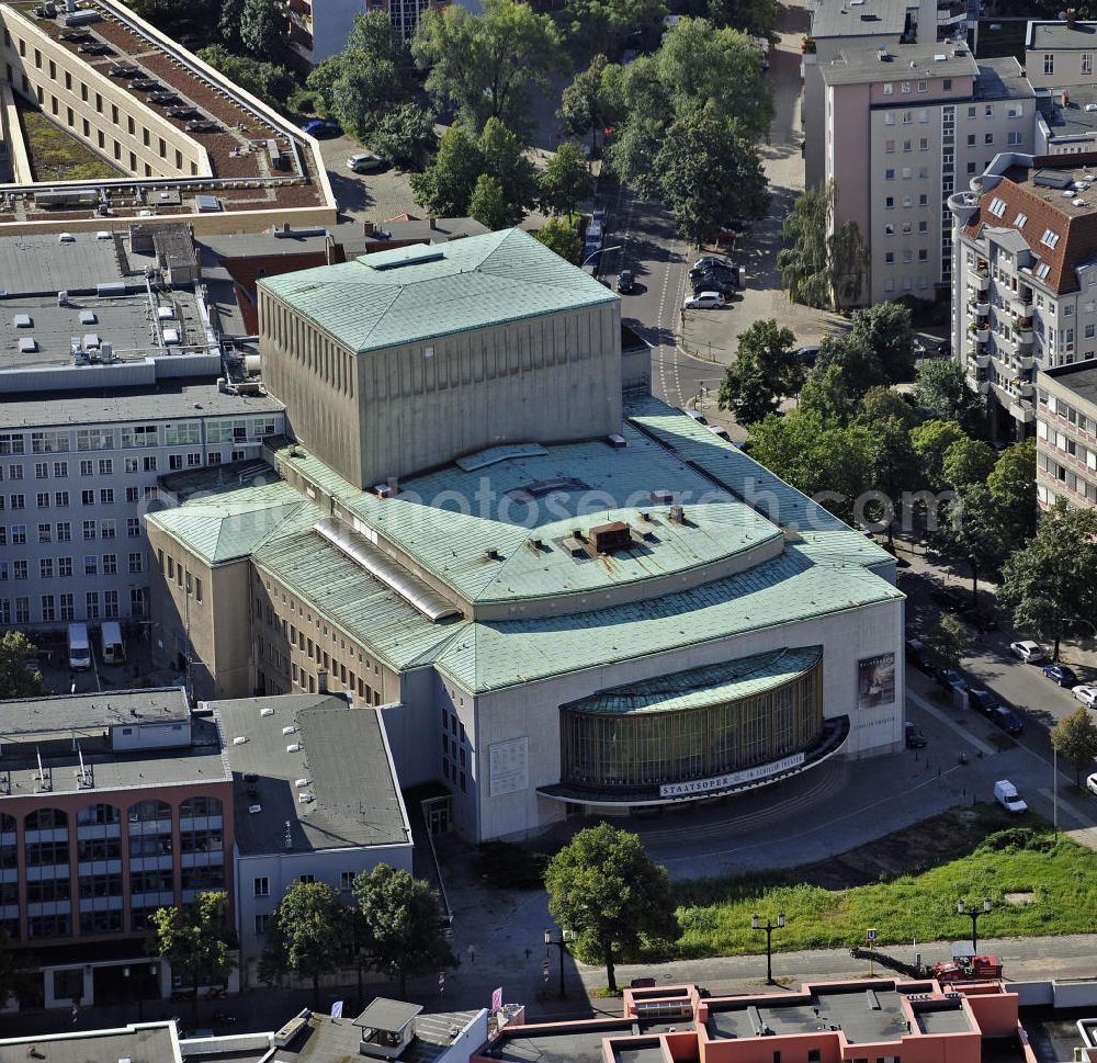 Berlin from the bird's eye view: Blick auf das Schillertheater an der Bismarckstraße. Das Berliner Schauspielhaus wurde von 1905 bis 1906 errichtet und 1993 geschlossen. Heute wird das Gebäude auf Zeit als Spielstätte und Veranstaltungsort vermietet. View of the Schiller Theater. This playhouse was built from 1905 to 1906 and was closed in 1993. Today the building is rented as a venue and for theater.