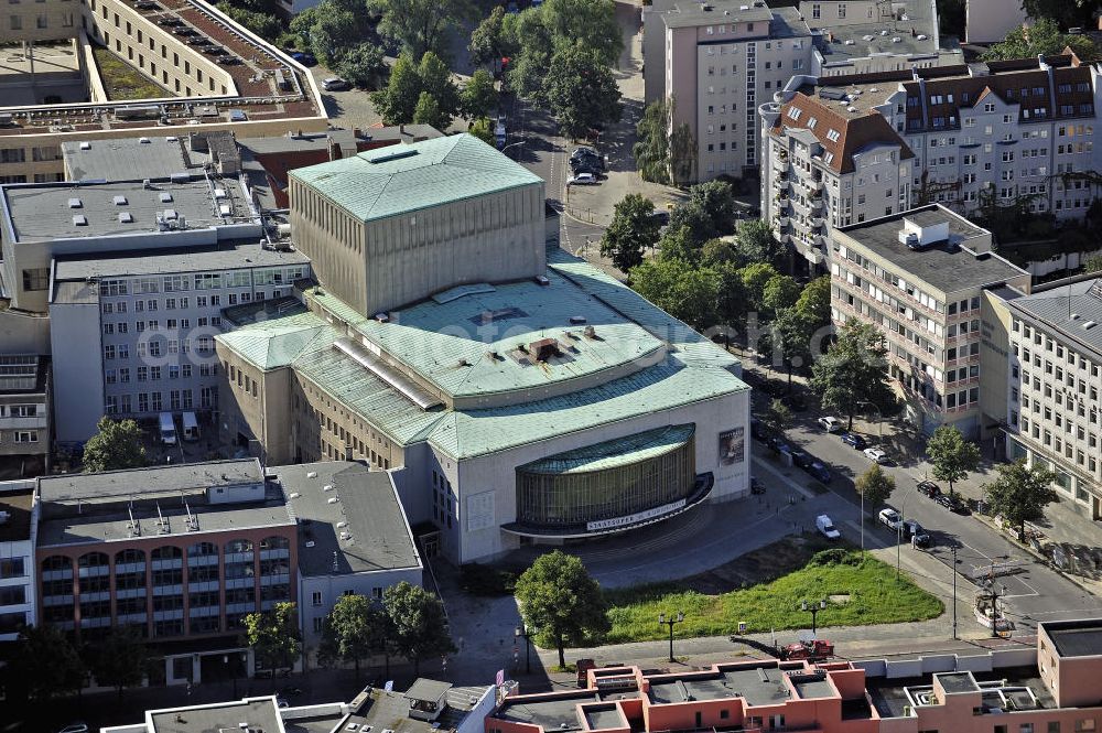 Aerial image Berlin - Blick auf das Schillertheater an der Bismarckstraße. Das Berliner Schauspielhaus wurde von 1905 bis 1906 errichtet und 1993 geschlossen. Heute wird das Gebäude auf Zeit als Spielstätte und Veranstaltungsort vermietet. View of the Schiller Theater. This playhouse was built from 1905 to 1906 and was closed in 1993. Today the building is rented as a venue and for theater.