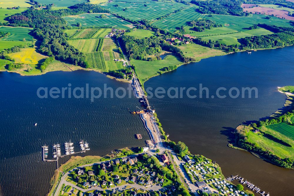 Aerial image Boren - Schlei Bridges construction site Lindaunis in Boren in the state Schleswig-Holstein, Germany