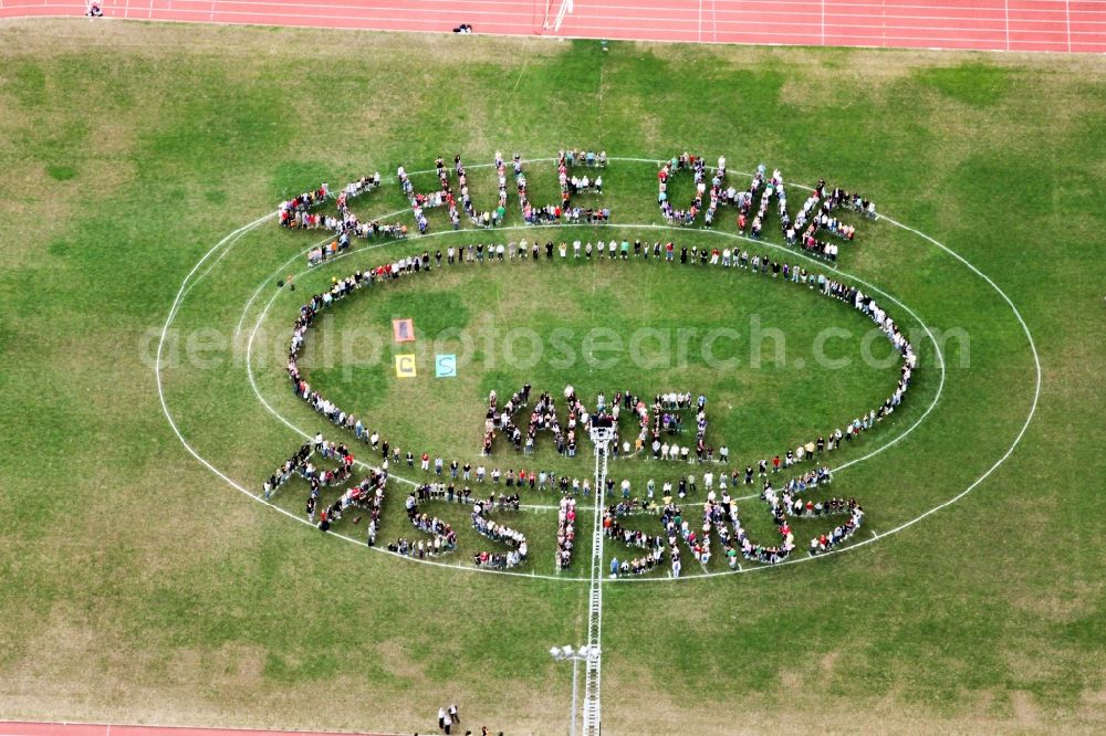 Aerial photograph Kandel - Pupil demponstration School without racism of the IGS in Kandel in the state Rhineland-Palatinate