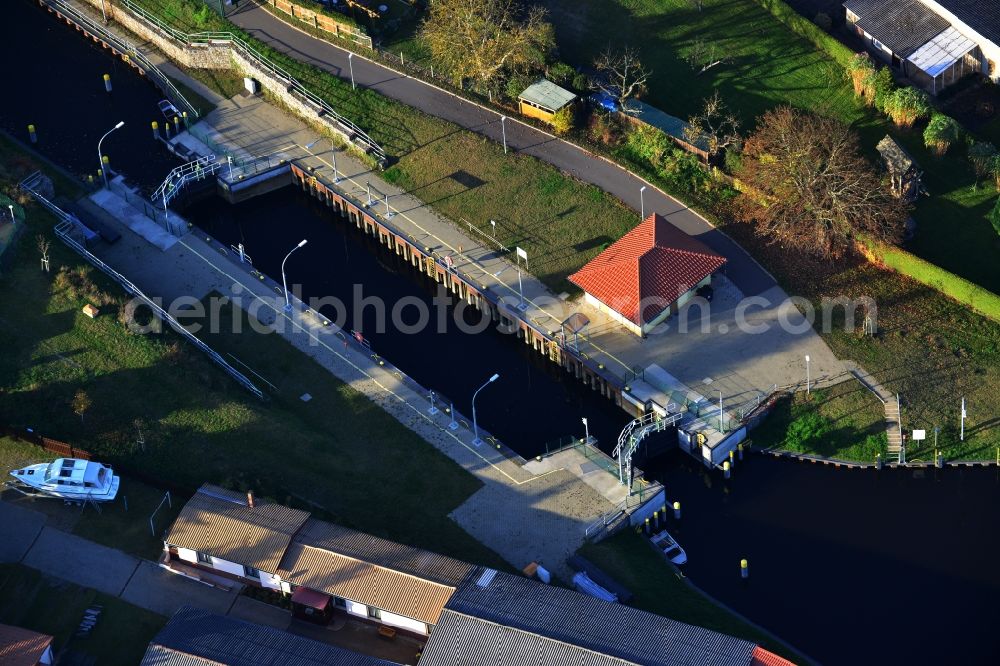 Aerial image Fürstenberg/Havel - Lock at the Brandenburger Straße in Fürstenberg / Havel in Brandenburg