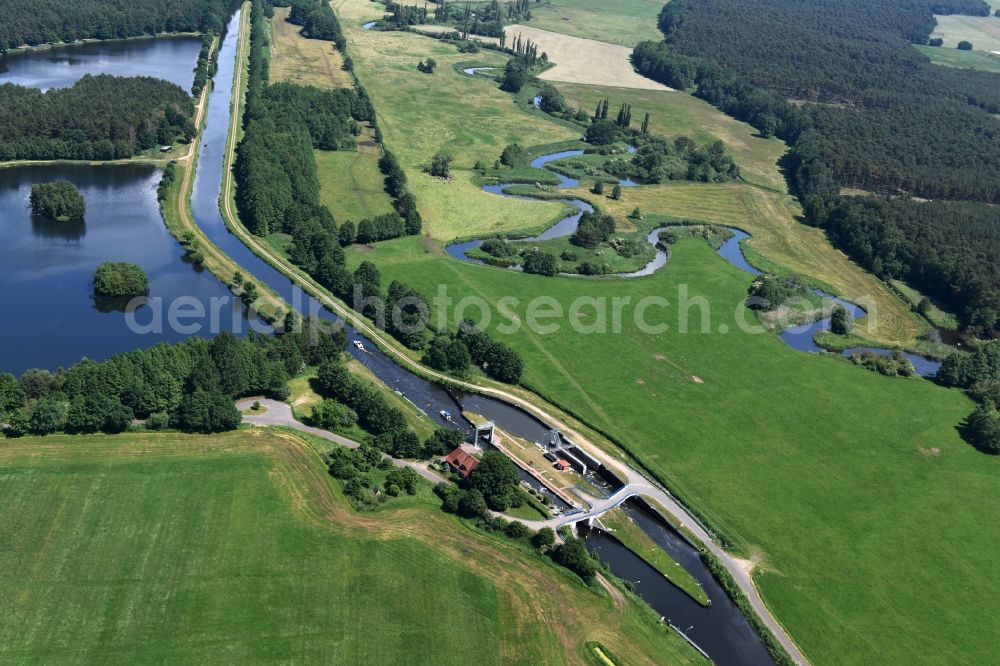 Eldena from above - Sluice Gueritz / Eldena in the state Mecklenburg - Western Pomerania