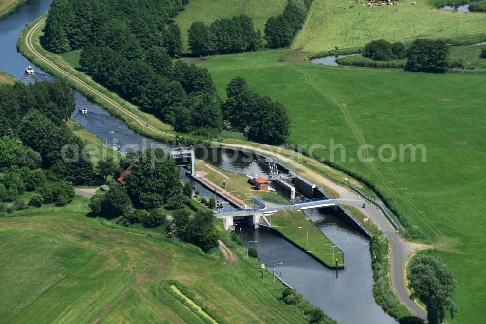 Aerial photograph Eldena - Sluice Gueritz / Eldena in the state Mecklenburg - Western Pomerania