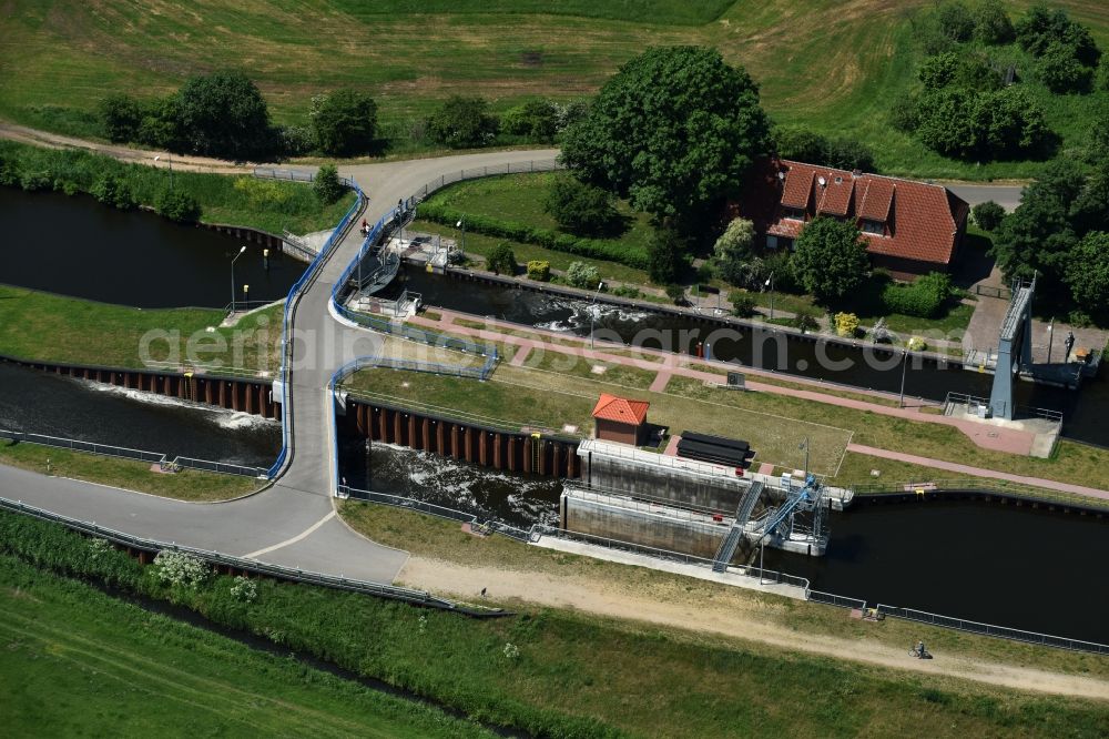 Aerial image Eldena - Sluice Gueritz / Eldena in the state Mecklenburg - Western Pomerania