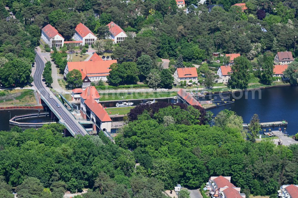 Kleinmachnow from above - The monumental sluice in Kleinmachnow, is the most remarkable building of the Teltow canal