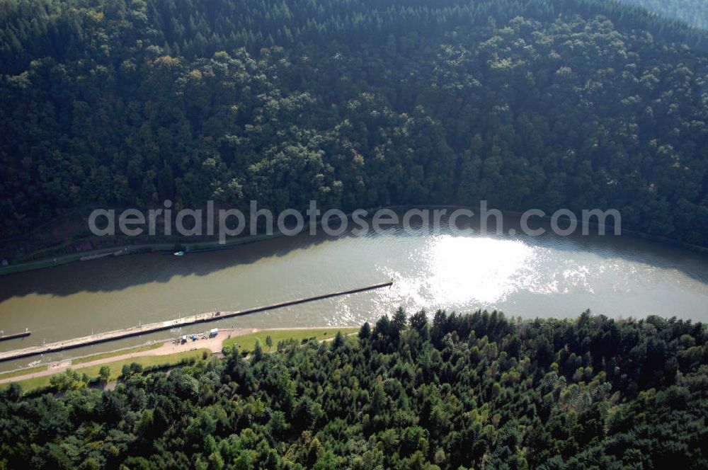 Aerial image Mettlach-Keuchingen - Blick von Norden auf die Schleuse Mettlach, Oktavienstr. 999, 66693 Mettlach, an der Saar.