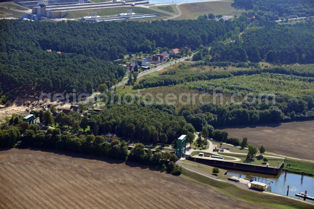 Niegripp from above - Niegripp lock in the connection canel between the river Elbe and the Elbe-Havel-Canel in the state Saxony-Anhalt