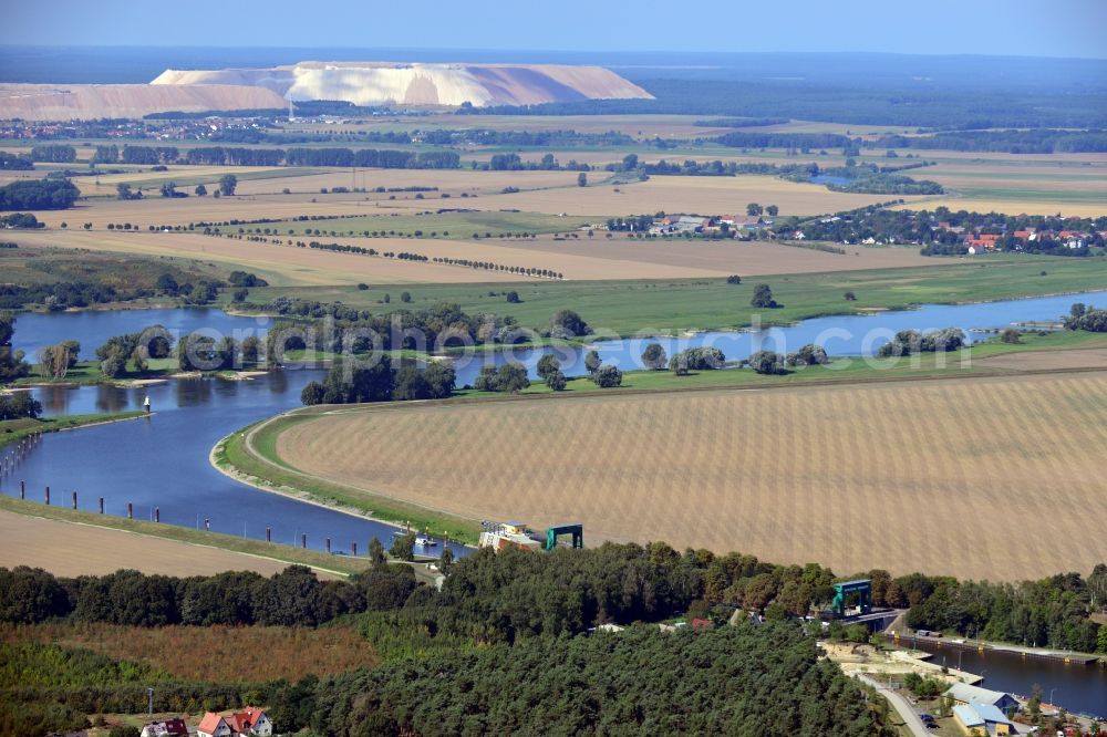 Aerial image Niegripp - Niegripp lock in the connection canel between the river Elbe and the Elbe-Havel-Canel in the state Saxony-Anhalt