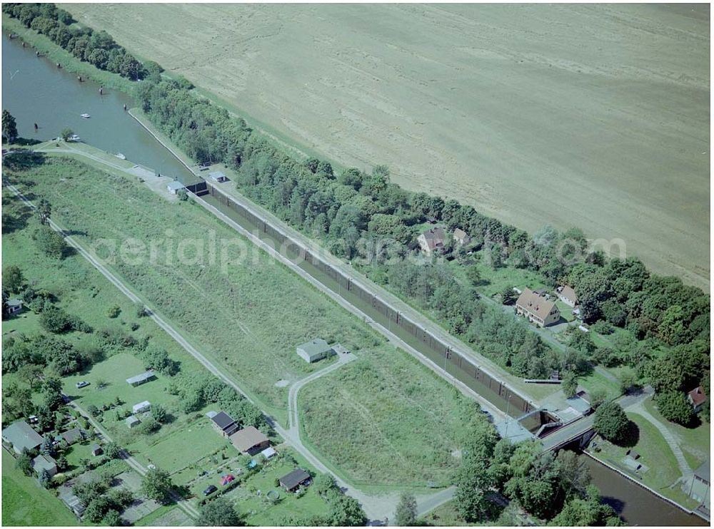 Aerial image Zerben - 30.07.2004, Blick auf die Schleuse in Zerben im Elbe-Havelkanal