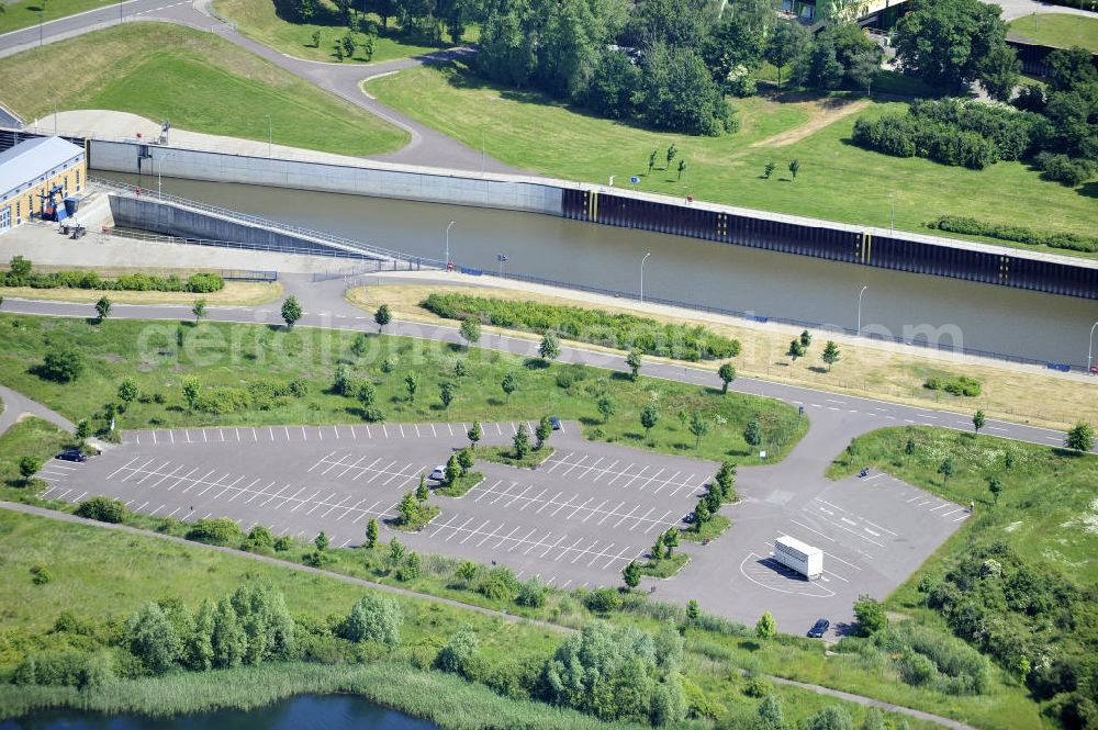 Rothensee from above - Blick die Schleusen bei Rothensee am Elbe-Havel-Kanal / Mittellandkanal. View of the locks at Rothensee Elbe-Havel Canal / Mittelland Canal.