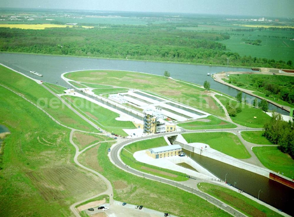 Rothensee from above - Schleuse Rothensee am Wasserstraßenkreuz Magdeburg.