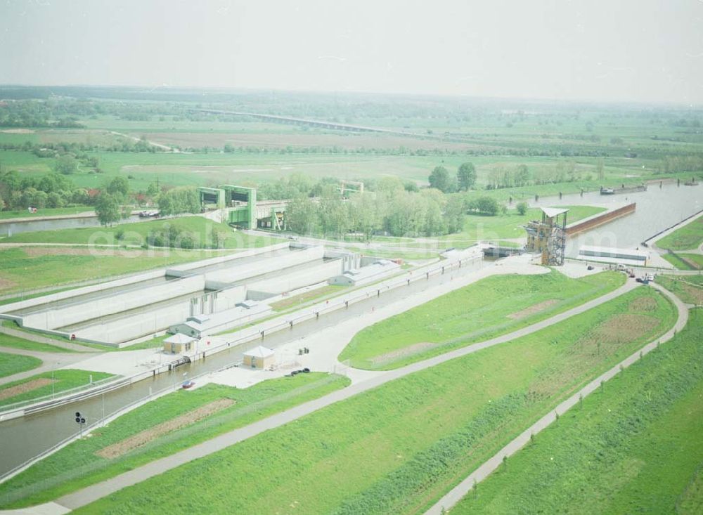 Aerial image Rothensee - Schleuse Rothensee am Wasserstraßenkreuz Magdeburg.