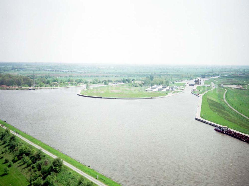 Rothensee from above - Schleuse Rothensee am Wasserstraßenkreuz Magdeburg.