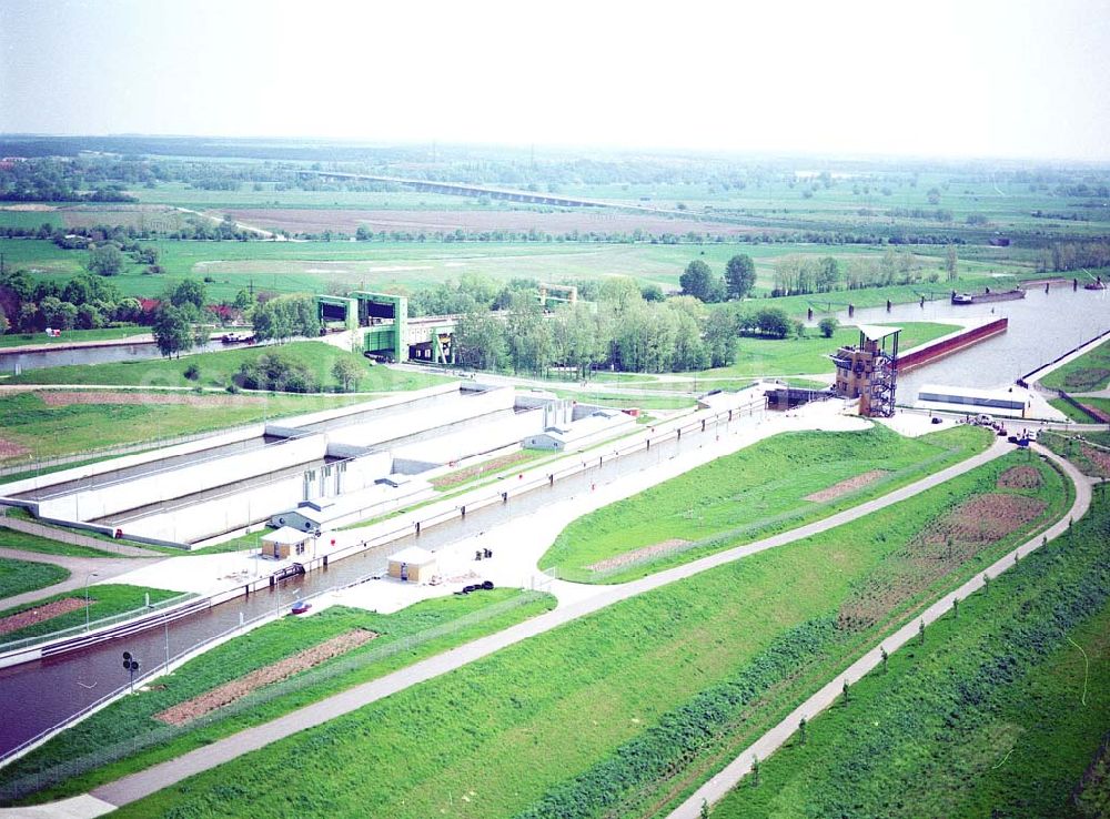 Aerial image Rothensee - Schleuse Rothensee am Wasserstraßenkreuz Magdeburg.