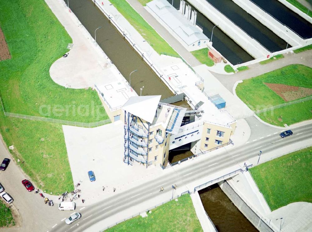 Rothensee from above - Schleuse Rothensee am Wasserstraßenkreuz Magdeburg.