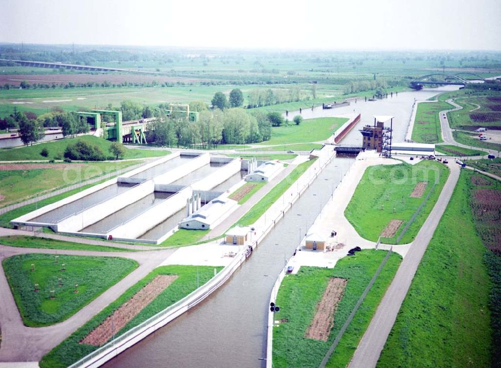 Aerial image Rothensee - Schleuse Rothensee am Wasserstraßenkreuz Magdeburg.