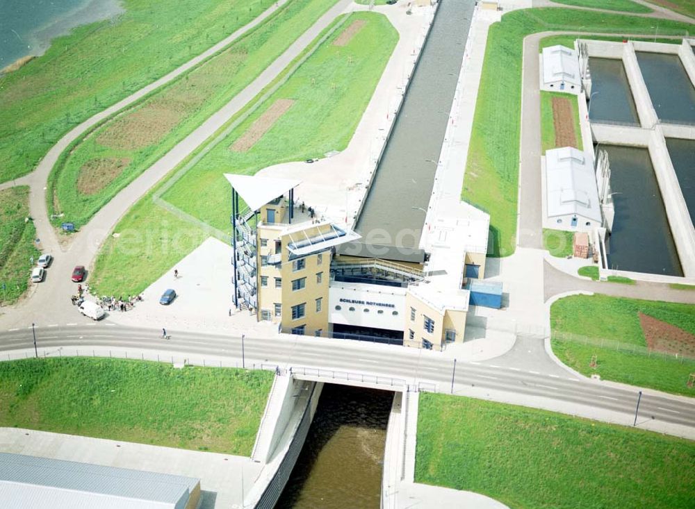 Rothensee from above - Schleuse Rothensee am Wasserstraßenkreuz Magdeburg.