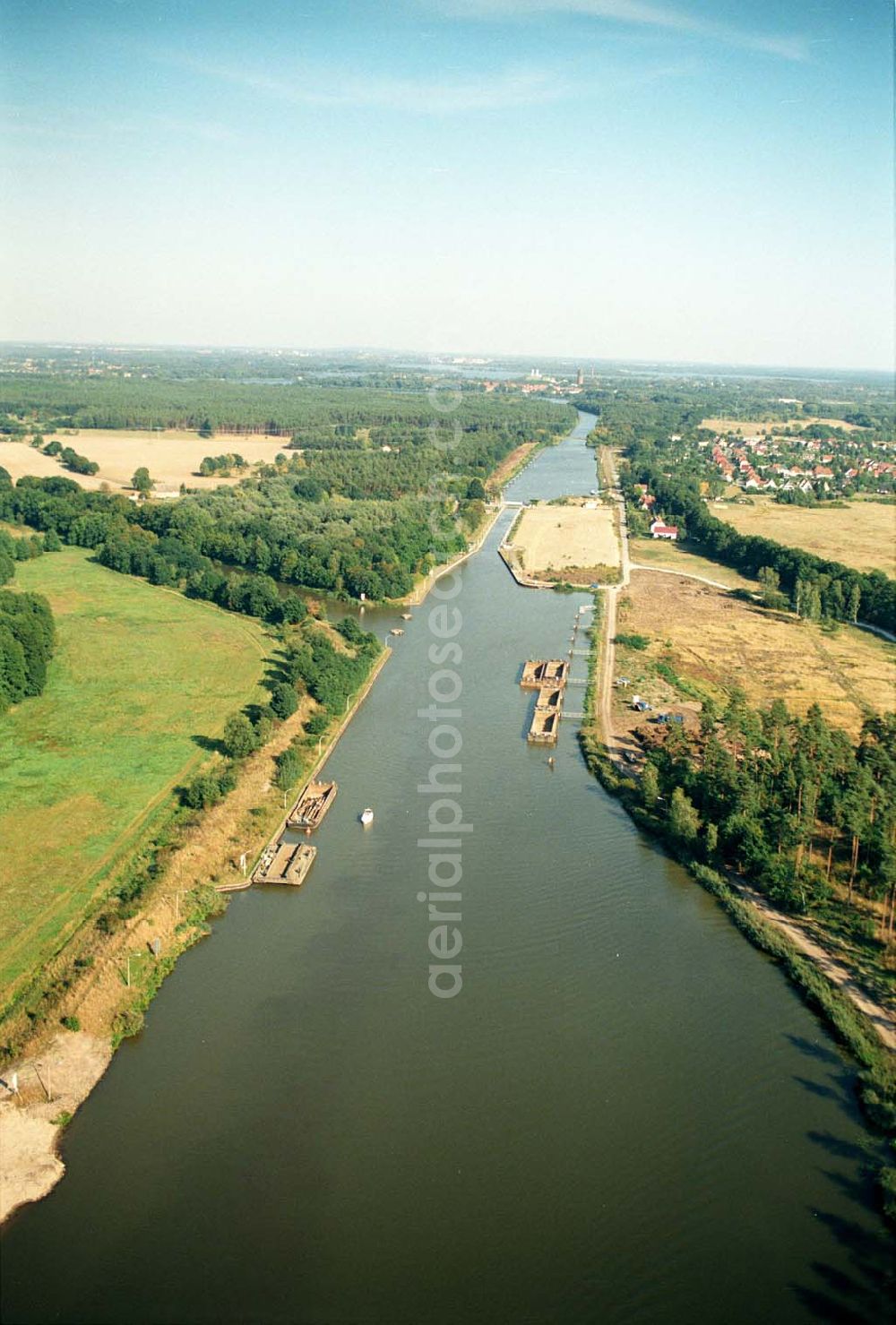 Aerial image Wusterwitz - Blick auf die Schleuse Wusterwitz am Elbe-Havel-Kanal.