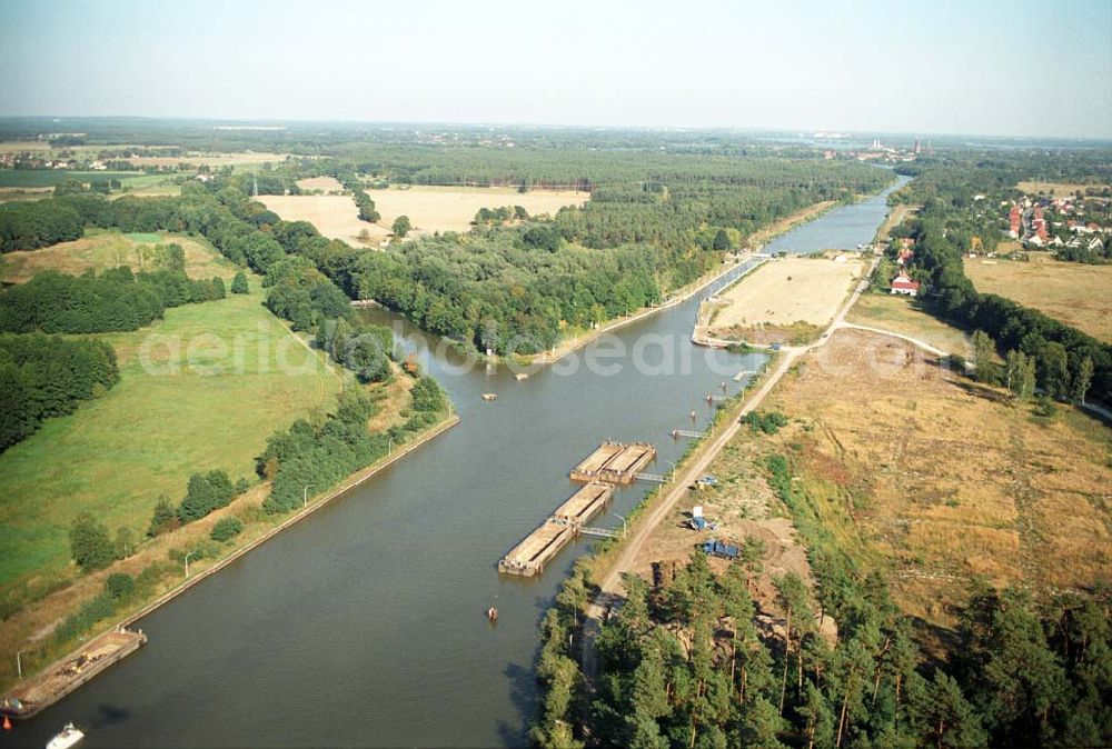 Aerial photograph Wusterwitz - Blick auf die Schleuse Wusterwitz am Elbe-Havel-Kanal.