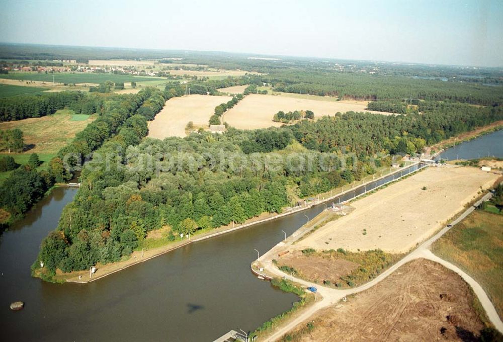 Aerial image Wusterwitz - Blick auf die Schleuse Wusterwitz am Elbe-Havel-Kanal.