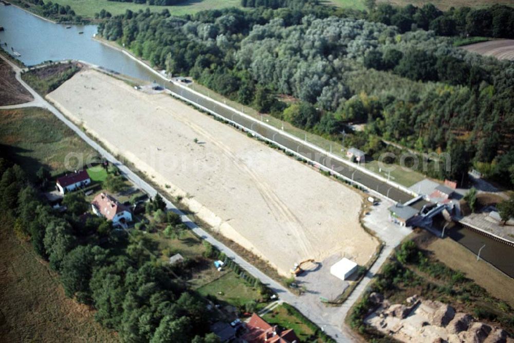 Aerial photograph Wusterwitz - Blick auf die Schleuse Wusterwitz am Elbe-Havel-Kanal.