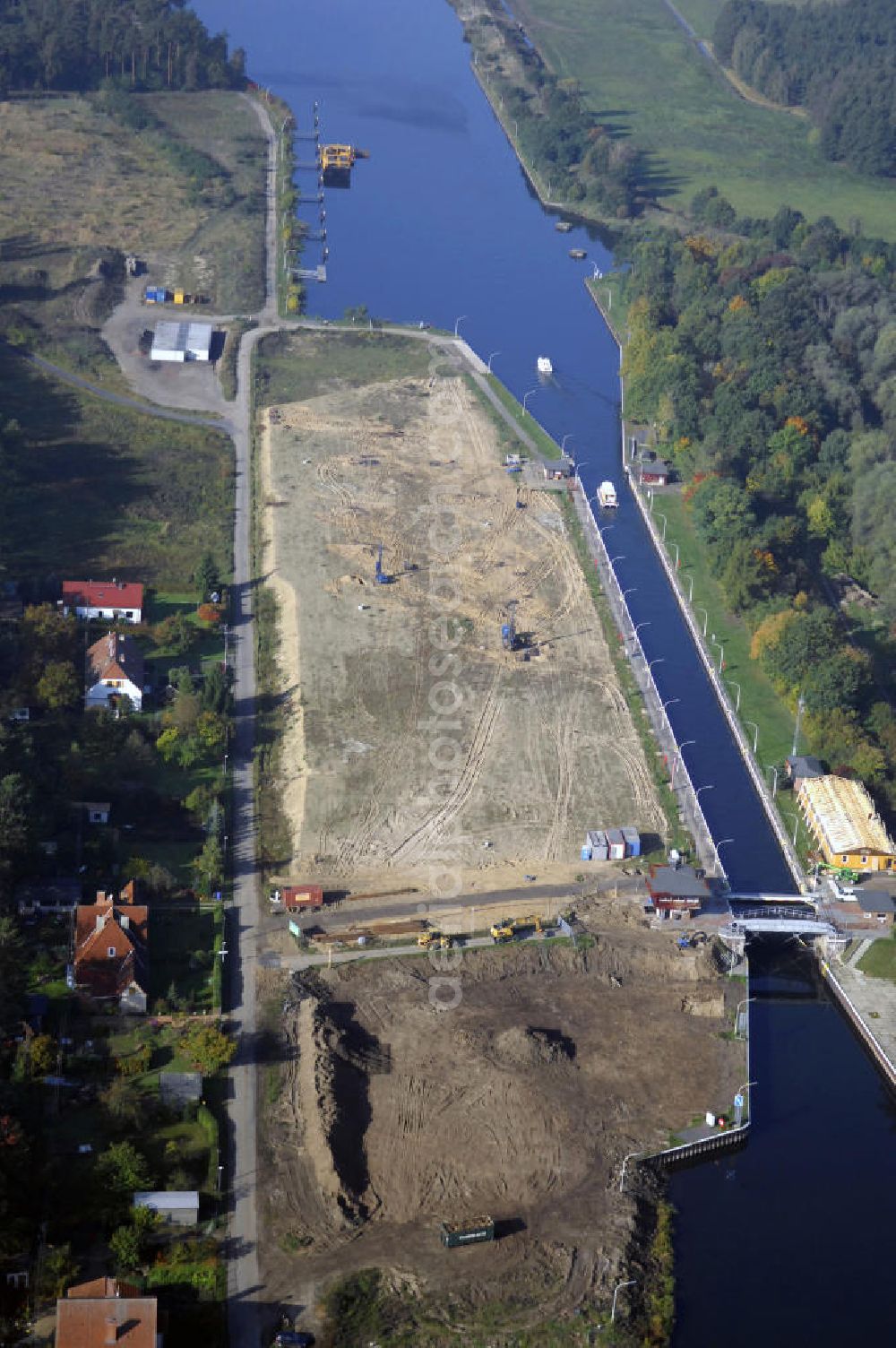 Wusterwitz from above - Blick auf die Schleuse Wusterwitz mit Baustelle. Ein Projekt des Wasserstraßen-Neubauamt Magdeburg, Frau Roskoden, Kleiner Werder 5c, 39114 MAGDEBURG, Tel. +49(0)391 5352168