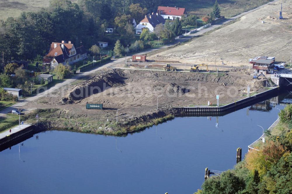 Aerial photograph Wusterwitz - Blick auf die Schleuse Wusterwitz mit Baustelle. Ein Projekt des Wasserstraßen-Neubauamt Magdeburg, Frau Roskoden, Kleiner Werder 5c, 39114 MAGDEBURG, Tel. +49(0)391 5352168