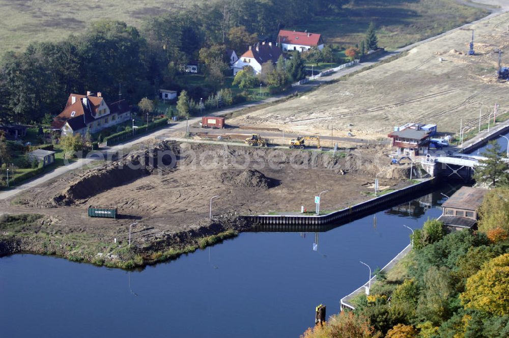 Wusterwitz from above - Blick auf die Schleuse Wusterwitz mit Baustelle. Ein Projekt des Wasserstraßen-Neubauamt Magdeburg, Frau Roskoden, Kleiner Werder 5c, 39114 MAGDEBURG, Tel. +49(0)391 5352168