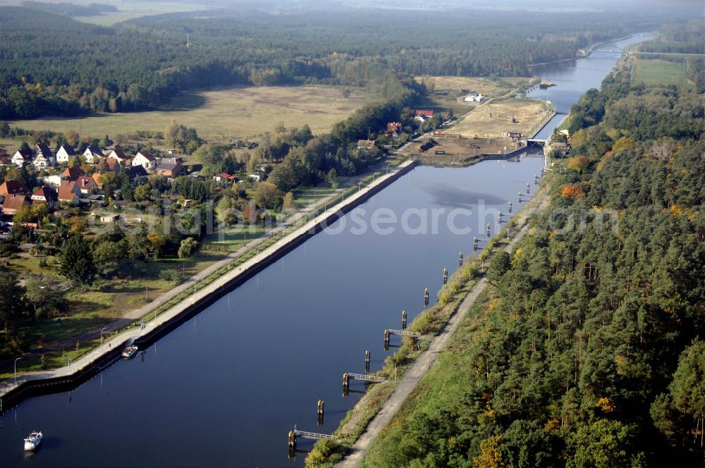 Aerial image Wusterwitz - Blick auf die Schleuse Wusterwitz mit Baustelle. Ein Projekt des Wasserstraßen-Neubauamt Magdeburg, Frau Roskoden, Kleiner Werder 5c, 39114 MAGDEBURG, Tel. +49(0)391 5352168