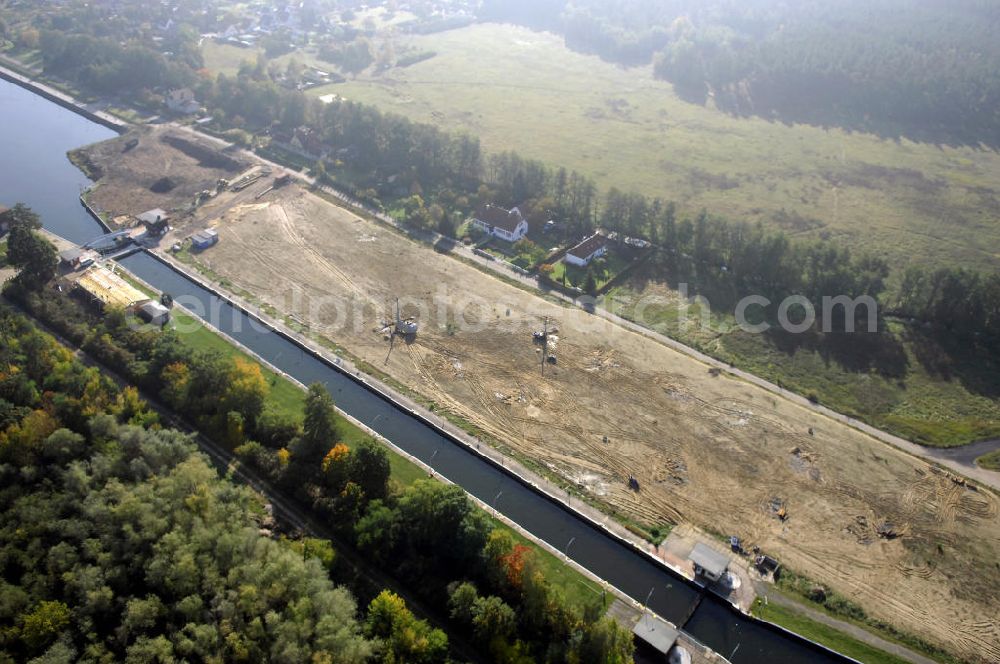 Aerial image Wusterwitz - Blick auf die Schleuse Wusterwitz mit Baustelle. Ein Projekt des Wasserstraßen-Neubauamt Magdeburg, Frau Roskoden, Kleiner Werder 5c, 39114 MAGDEBURG, Tel. +49(0)391 5352168