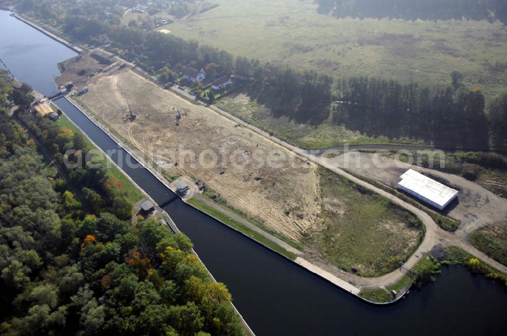 Wusterwitz from above - Blick auf die Schleuse Wusterwitz mit Baustelle. Ein Projekt des Wasserstraßen-Neubauamt Magdeburg, Frau Roskoden, Kleiner Werder 5c, 39114 MAGDEBURG, Tel. +49(0)391 5352168