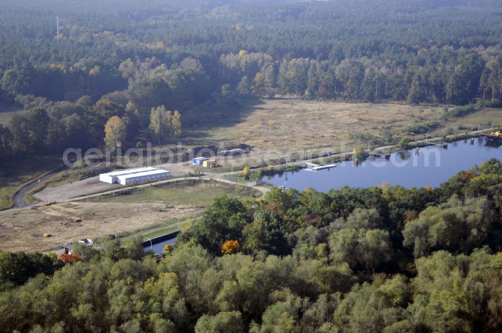 Aerial image Wusterwitz - Blick auf die Schleuse Wusterwitz mit Baustelle. Ein Projekt des Wasserstraßen-Neubauamt Magdeburg, Frau Roskoden, Kleiner Werder 5c, 39114 MAGDEBURG, Tel. +49(0)391 5352168