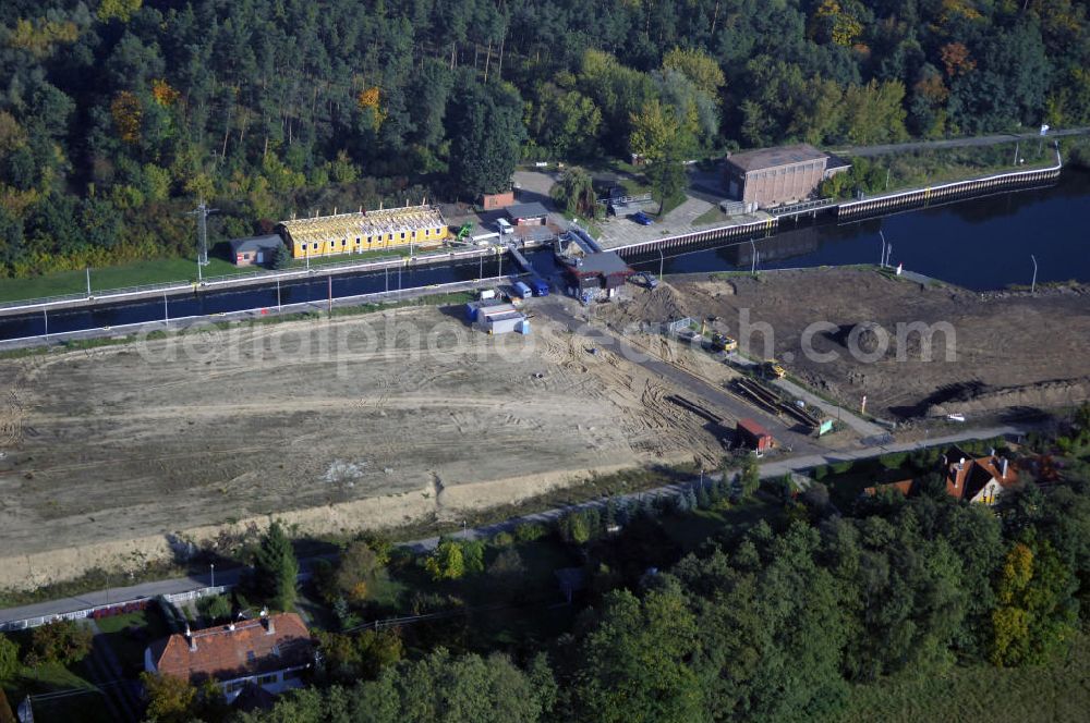 Wusterwitz from above - Blick auf die Schleuse Wusterwitz mit Baustelle. Ein Projekt des Wasserstraßen-Neubauamt Magdeburg, Frau Roskoden, Kleiner Werder 5c, 39114 MAGDEBURG, Tel. +49(0)391 5352168