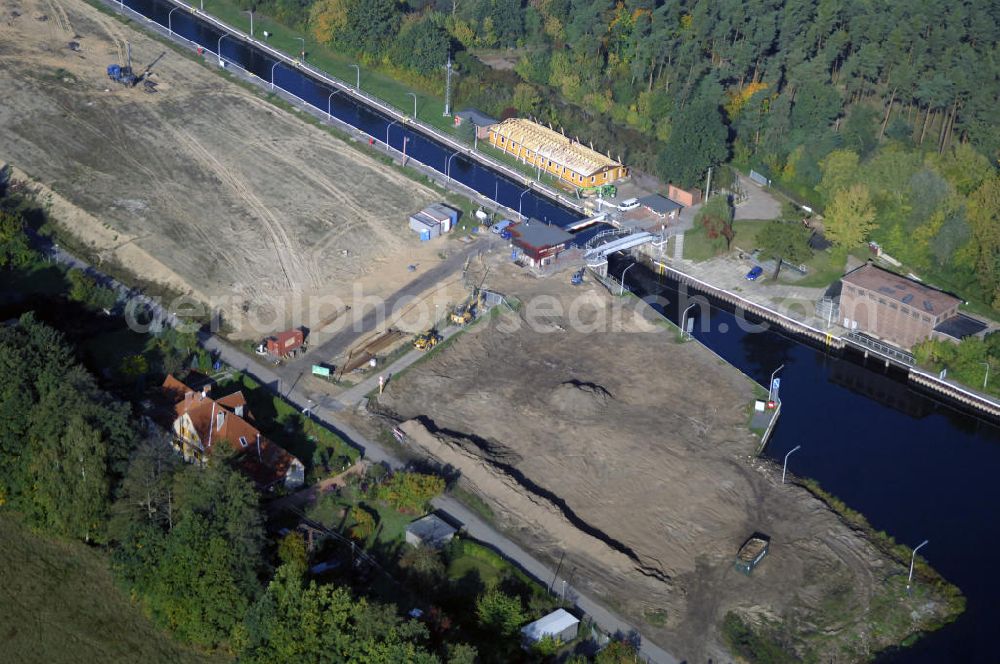 Aerial image Wusterwitz - Blick auf die Schleuse Wusterwitz mit Baustelle. Ein Projekt des Wasserstraßen-Neubauamt Magdeburg, Frau Roskoden, Kleiner Werder 5c, 39114 MAGDEBURG, Tel. +49(0)391 5352168