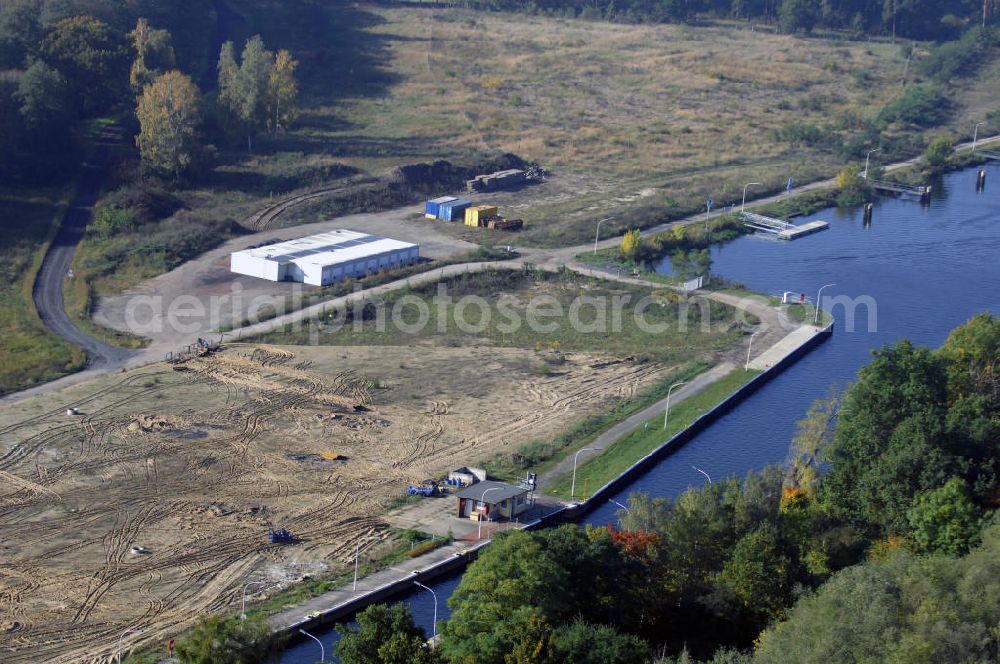 Wusterwitz from above - Blick auf die Schleuse Wusterwitz mit Baustelle. Ein Projekt des Wasserstraßen-Neubauamt Magdeburg, Frau Roskoden, Kleiner Werder 5c, 39114 MAGDEBURG, Tel. +49(0)391 5352168