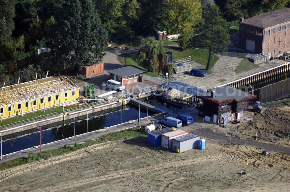 Wusterwitz from above - Blick auf die Schleuse Wusterwitz mit Baustelle. Ein Projekt des Wasserstraßen-Neubauamt Magdeburg, Frau Roskoden, Kleiner Werder 5c, 39114 MAGDEBURG, Tel. +49(0)391 5352168