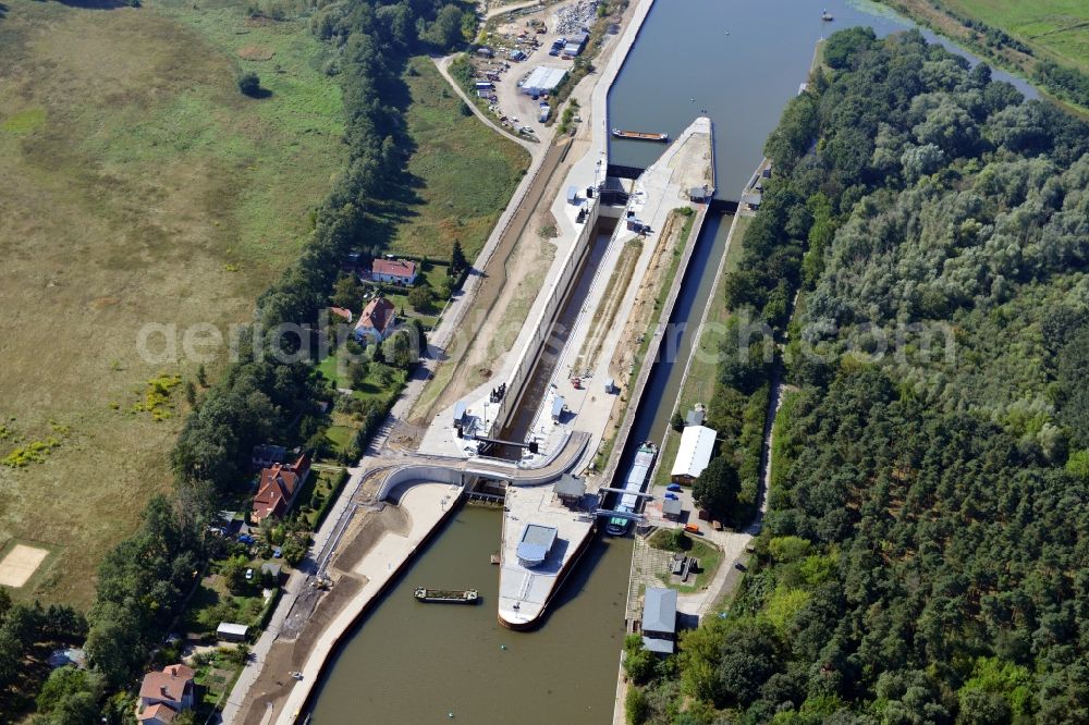 Aerial image Wusterwitz - Wusterwitz lock at the Elbe-Havel-Canal in the state Brandenburg