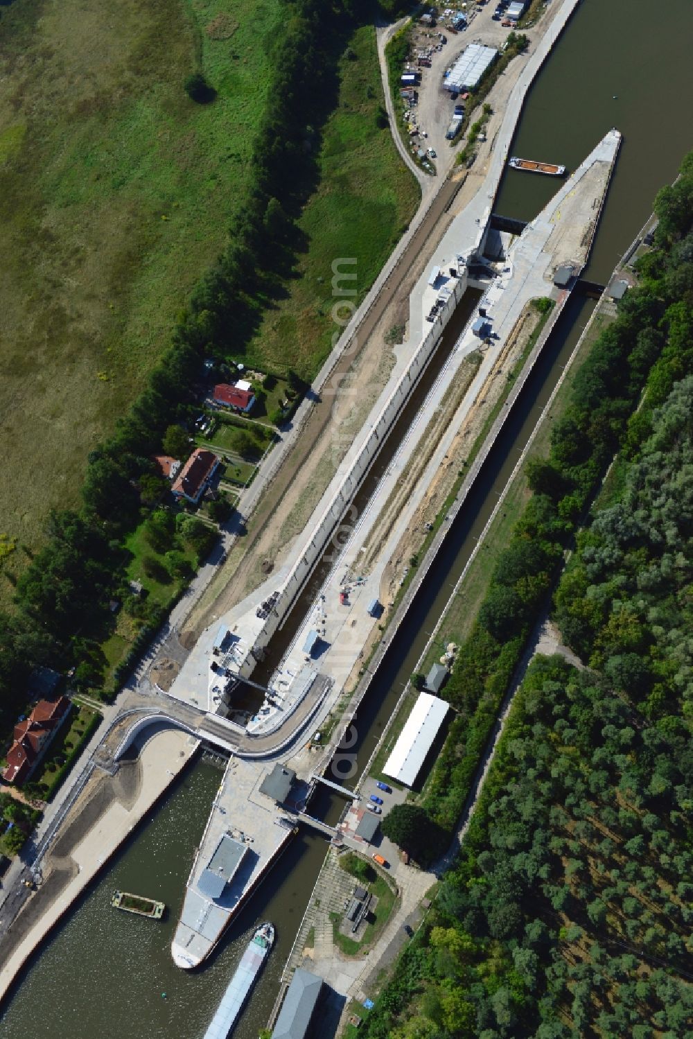 Aerial photograph Wusterwitz - Wusterwitz lock at the Elbe-Havel-Canal in the state Brandenburg