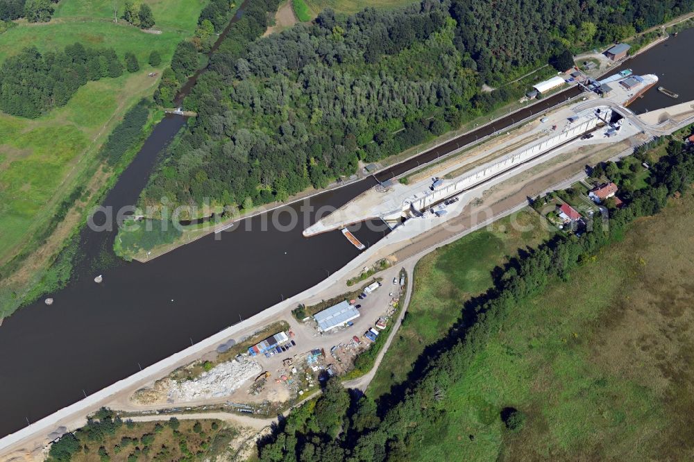 Aerial image Wusterwitz - Wusterwitz lock at the Elbe-Havel-Canal in the state Brandenburg