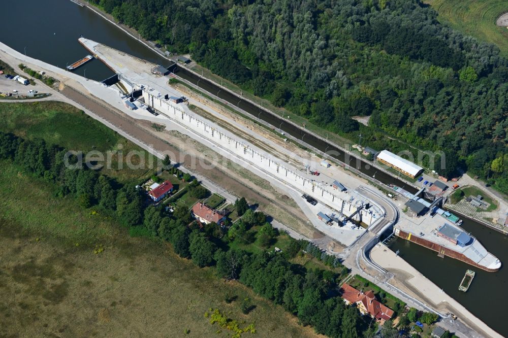 Aerial photograph Wusterwitz - Wusterwitz lock at the Elbe-Havel-Canal in the state Brandenburg