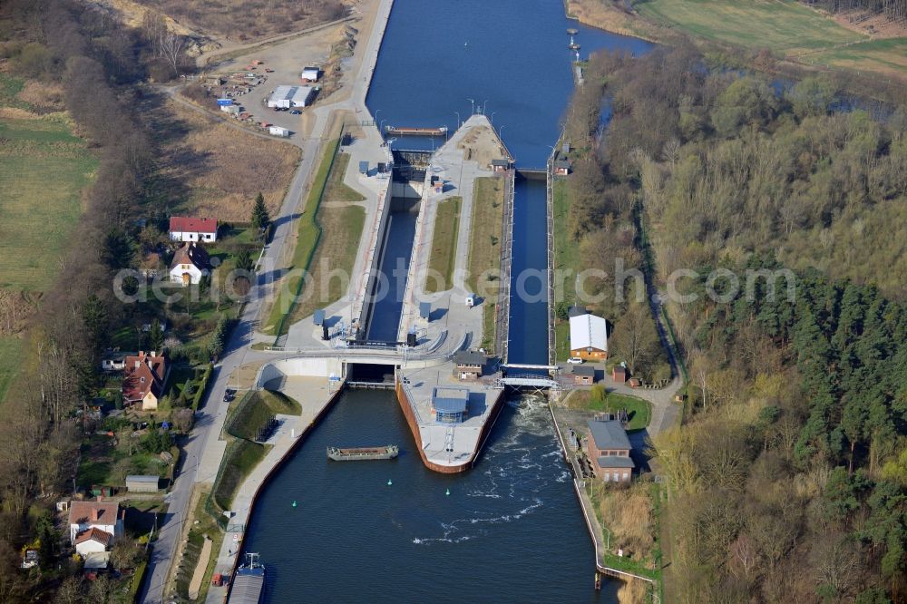 Aerial photograph Wusterwitz - Wusterwitz lock at the Elbe-Havel-Canal in the state Brandenburg