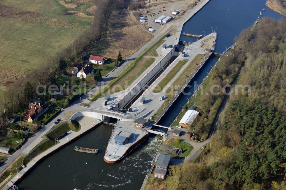 Wusterwitz from above - Wusterwitz lock at the Elbe-Havel-Canal in the state Brandenburg