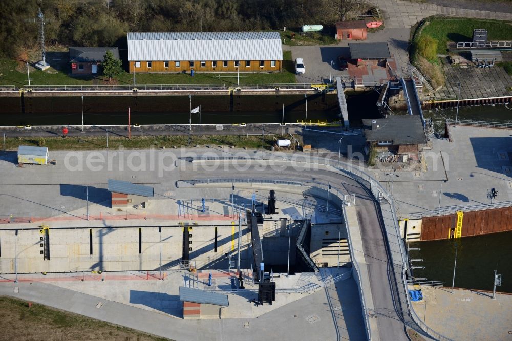 Aerial photograph Wusterwitz - Wusterwitz lock at the Elbe-Havel-Canal in the state Brandenburg